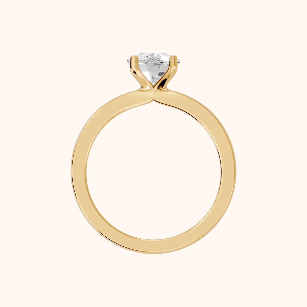 Matilda Cathedral Solitaire Cushion Diamond Engagement Ring in Yellow Gold - FingerView.webp