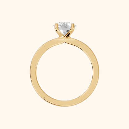 Matilda Cathedral Solitaire Cushion Diamond Engagement Ring in Yellow Gold - FingerView.webp