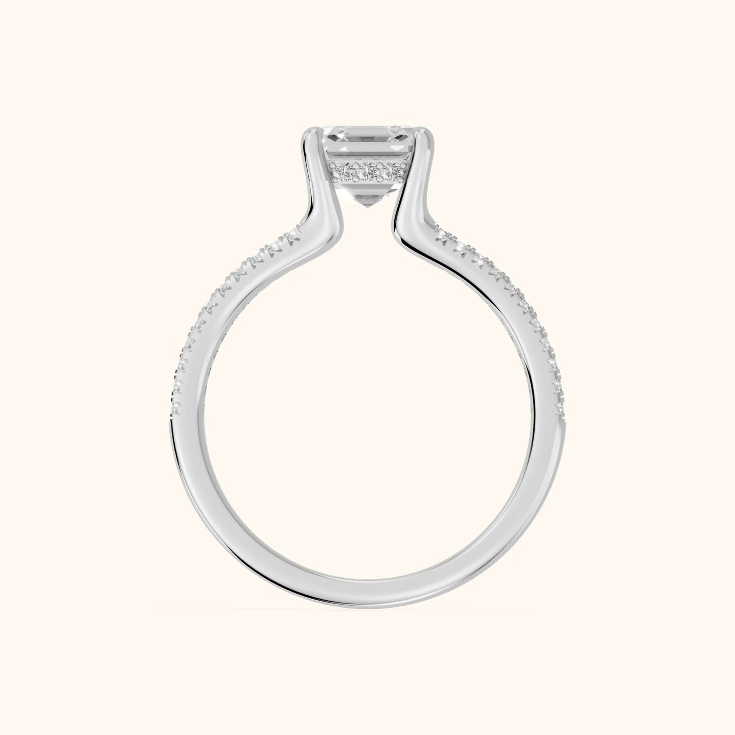 Eternal Embrace Solitaire Asscher Diamond Engagement Ring in Platinum - FingerView
