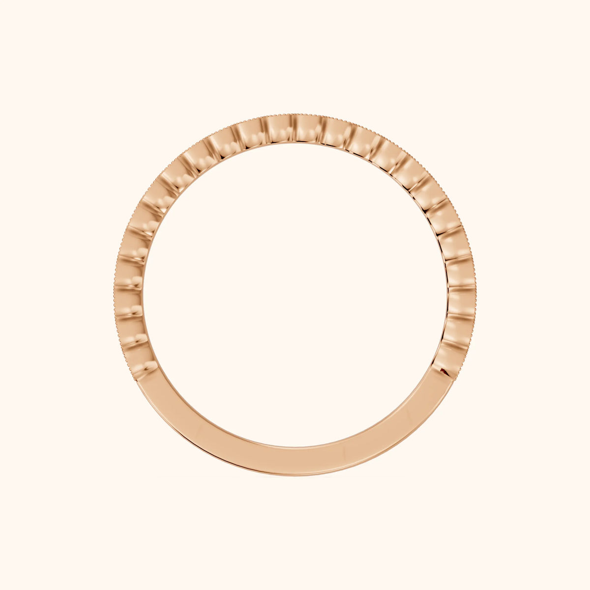 Marielle Milgrain Bezel Round Diamond Half Eternity Band in Rose Gold - FingerView
