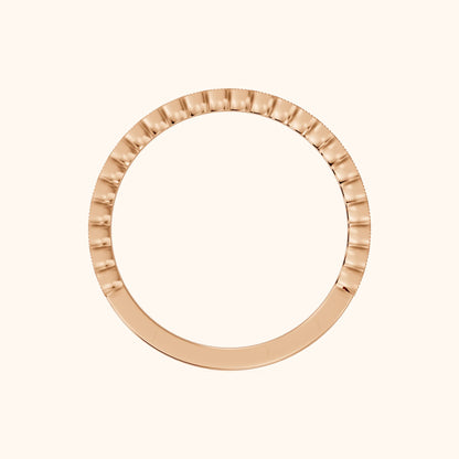 Marielle Milgrain Bezel Round Diamond Half Eternity Band in Rose Gold - FingerView