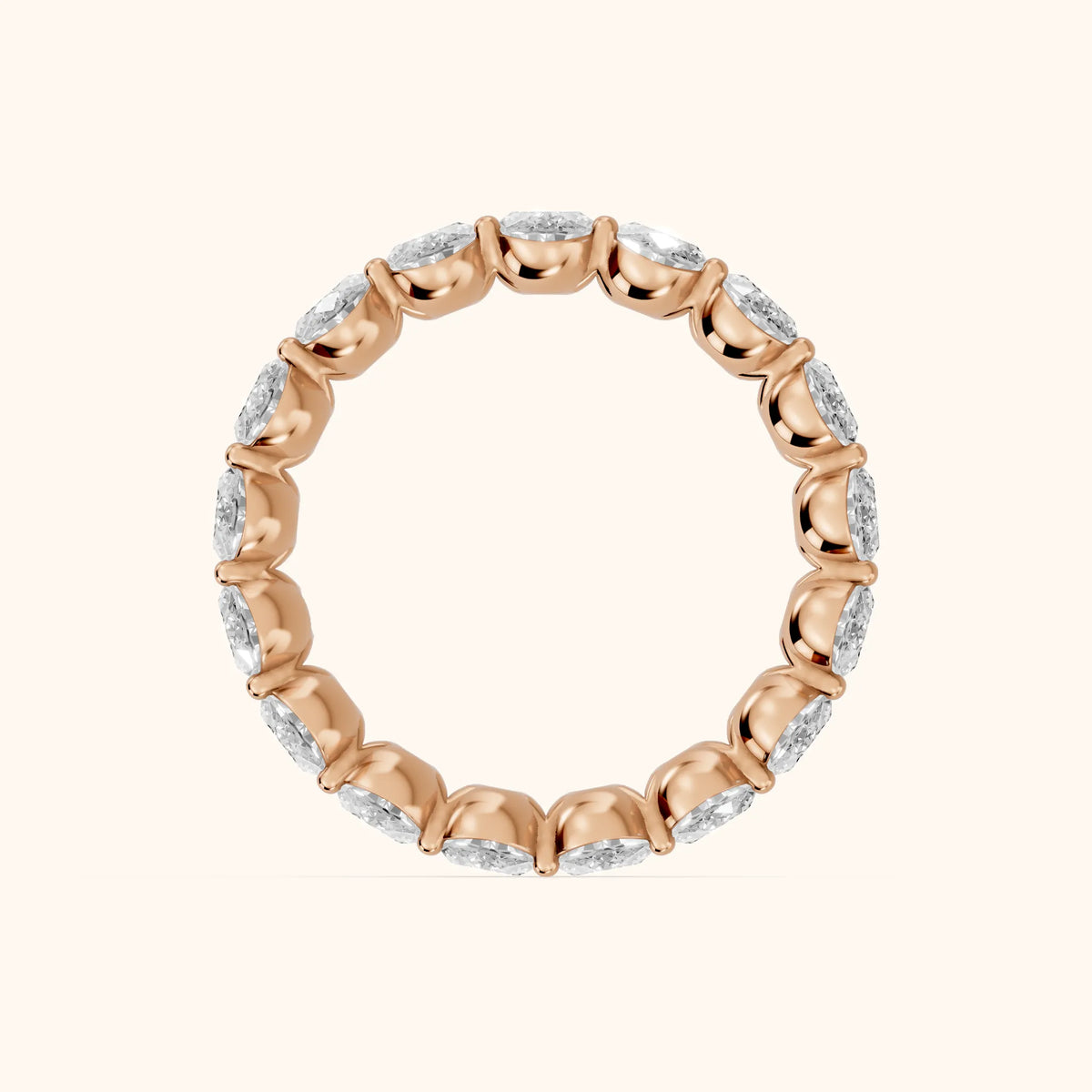Neha Shared Prong Oval Diamond Eternity Band in Rose Gold - FingerView
