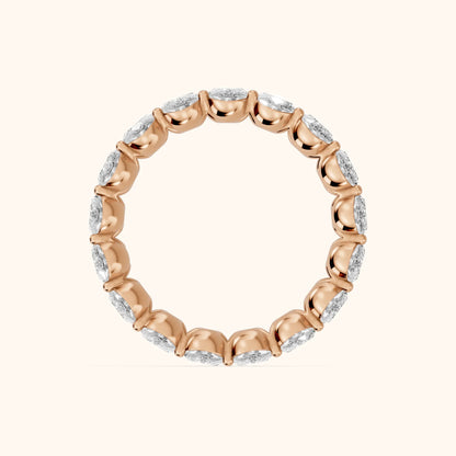Neha Shared Prong Oval Diamond Eternity Band in Rose Gold - FingerView