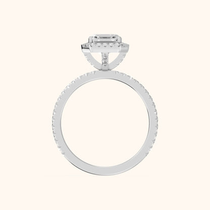 Rosemary Halo Pavé Asscher Diamond Engagement Ring in White Gold - FingerView.webp