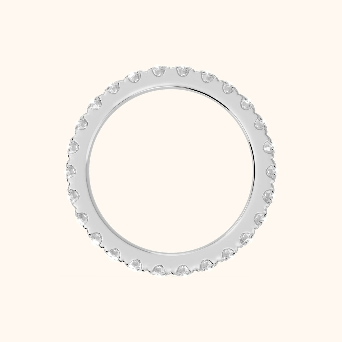 Cara French Pavé Round Diamond Eternity Band in White Gold - FingerView
