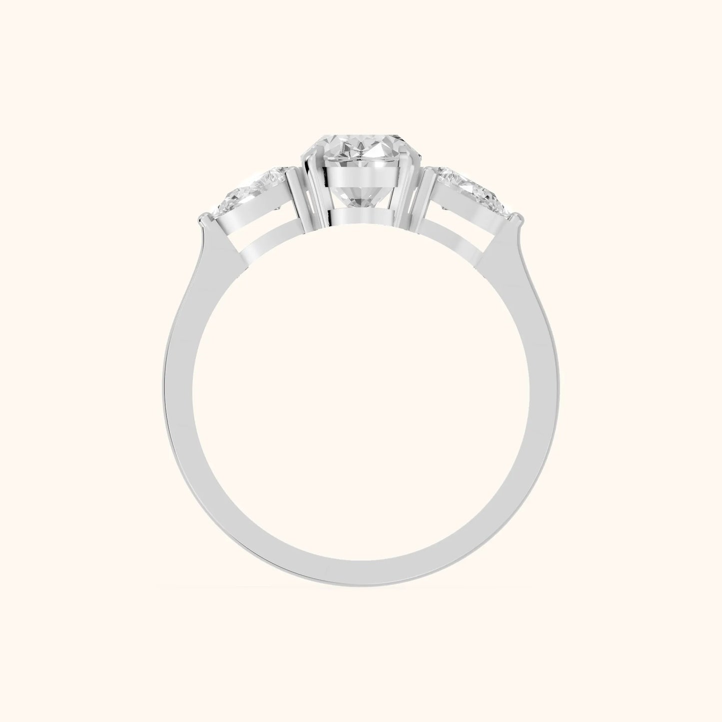 Grace Three Stone Oval Diamond Engagement Ring in Silver - FingerView