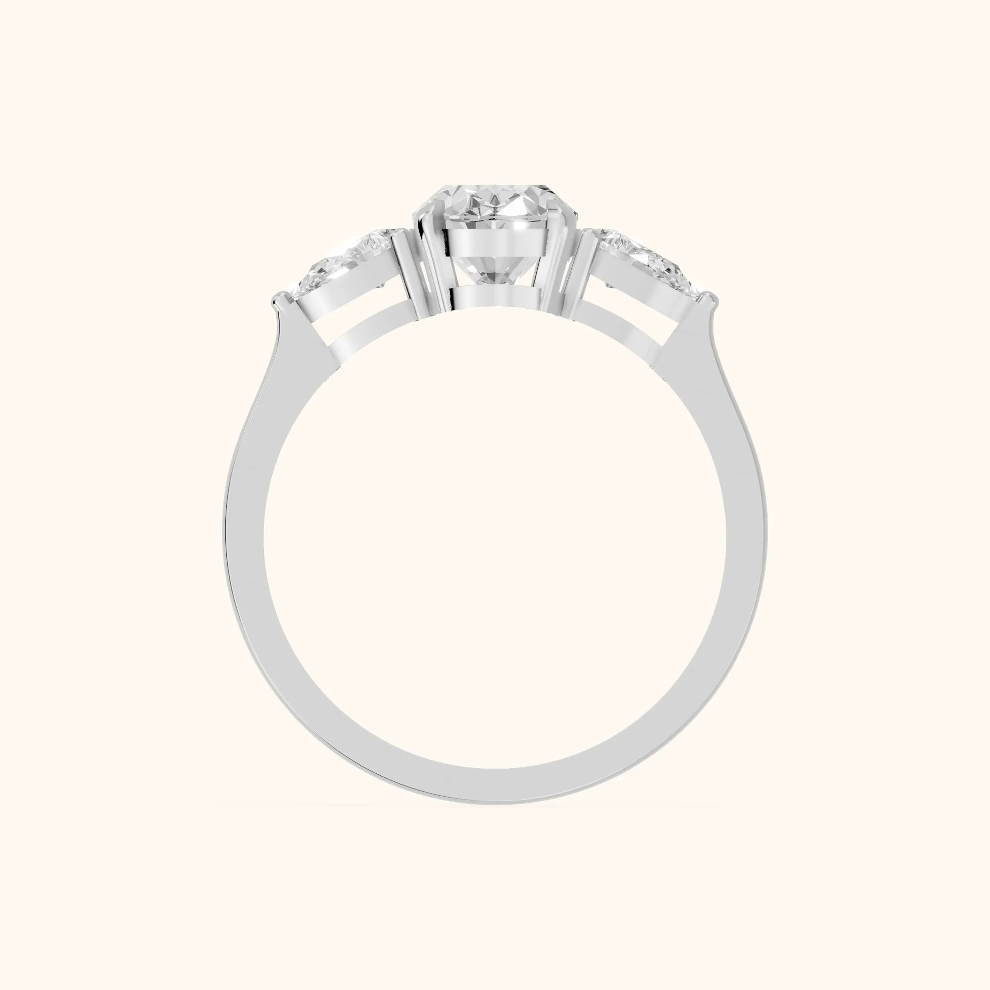 Grace Three Stone Oval Diamond Engagement Ring in Silver - FingerView
