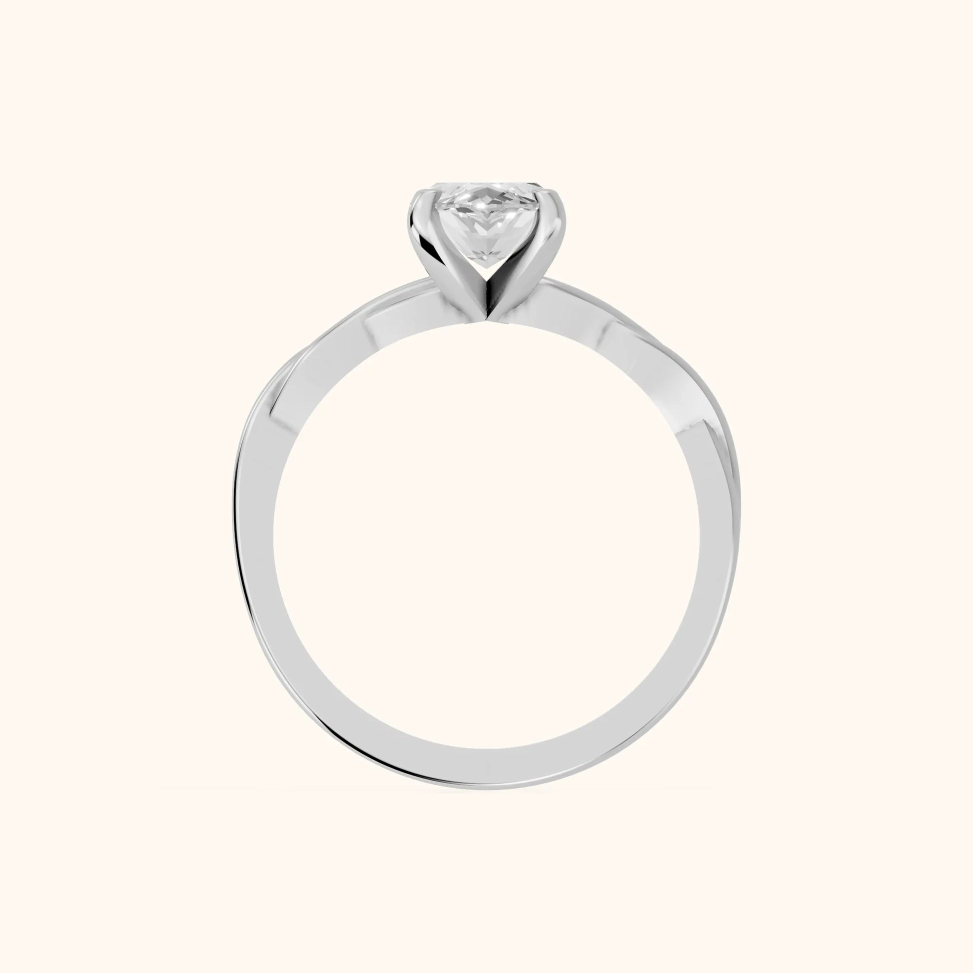 Iris Twist Marquise Diamond Engagement Ring in Silver - FingerView