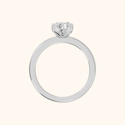 Serena Blossom Solitaire Oval Diamond Engagement Ring in White Gold - FingerView