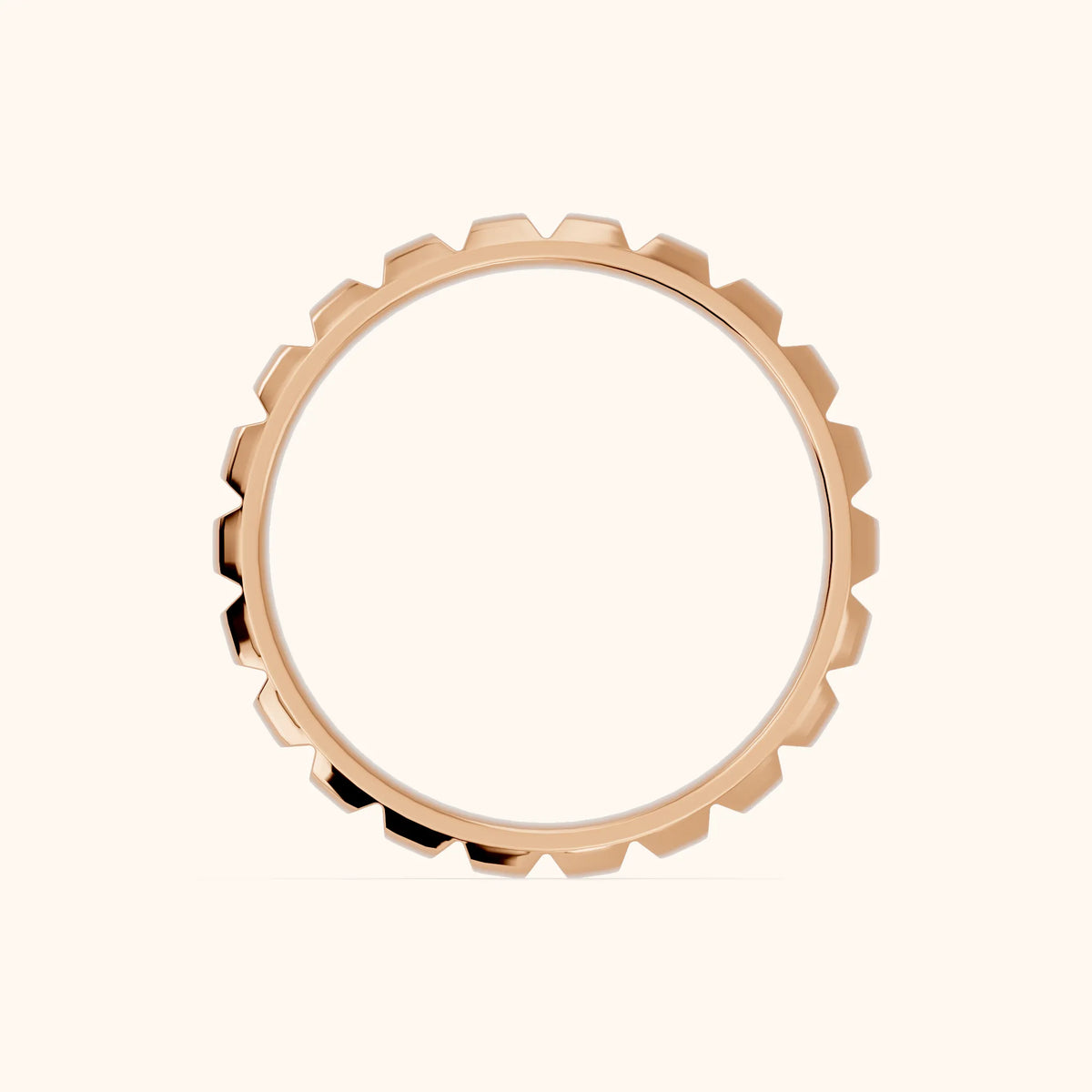 Odile Grooved Low Dome Wedding Band in Rose Gold - FingerView