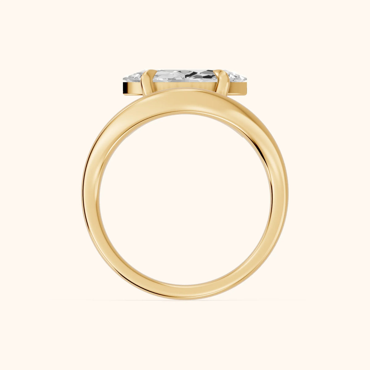 Katherine East-West Bypass Marquise Diamond Engagement Ring in Yellow Gold - FingerView.webp