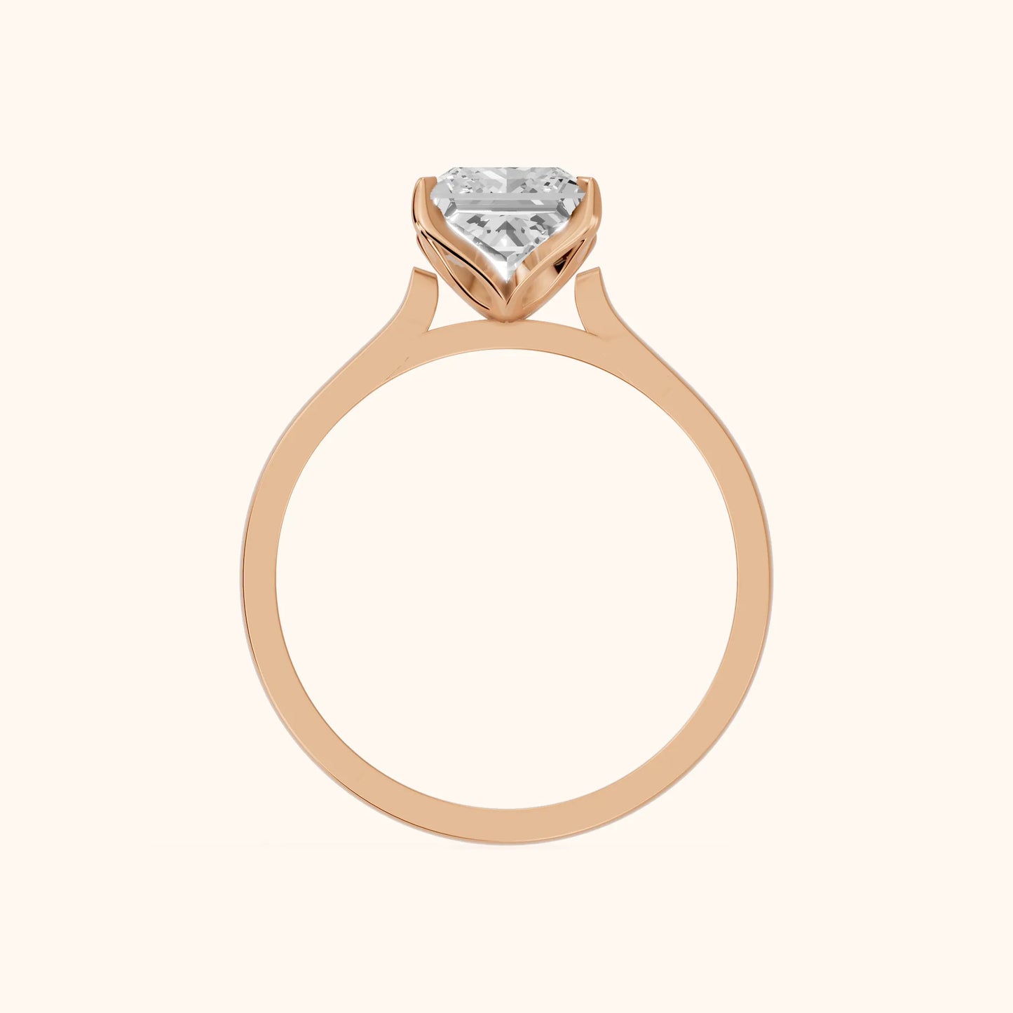 Isabella Bloom Solitaire Princess Diamond Engagement Ring in Rose Gold - FingerView