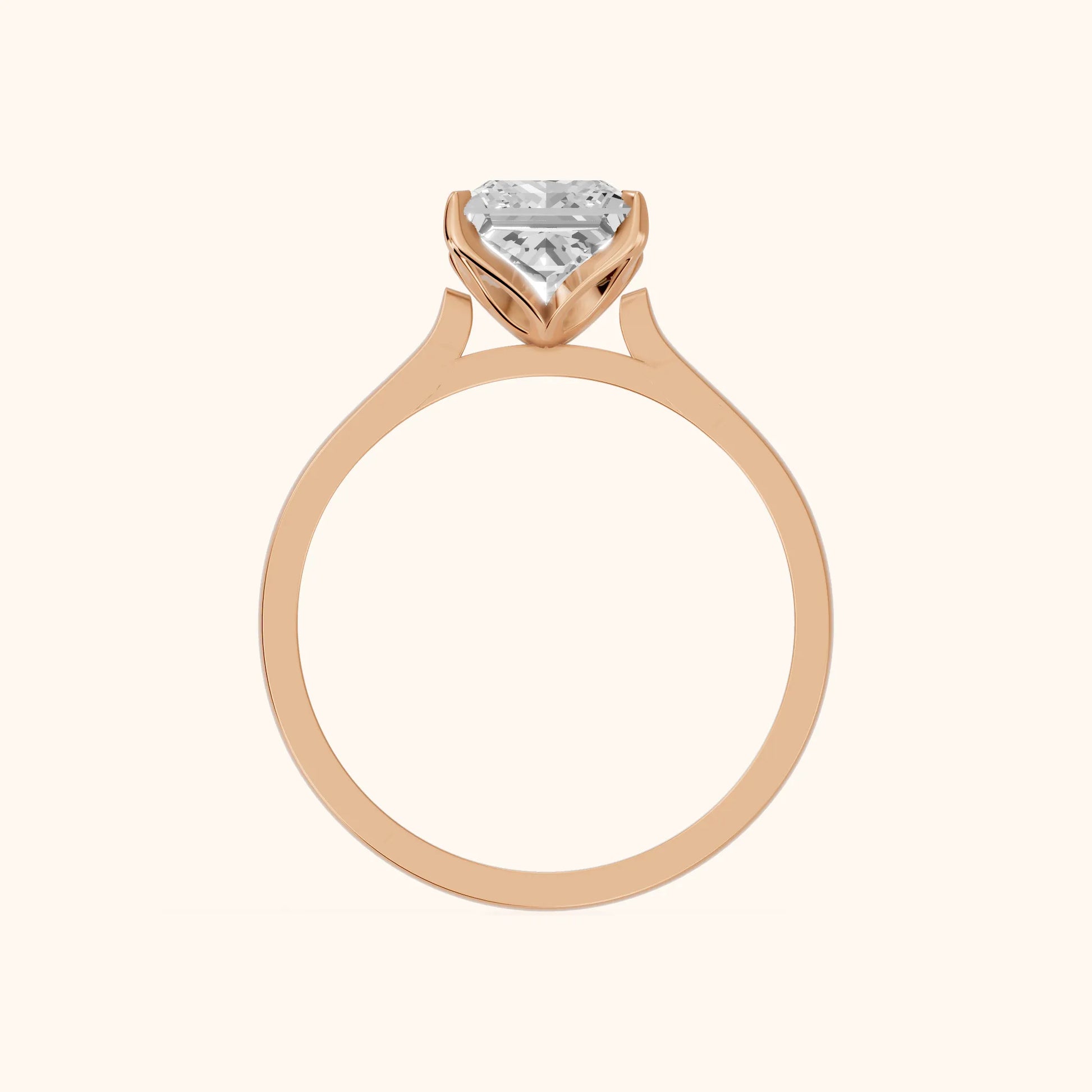 Isabella Bloom Solitaire Princess Diamond Engagement Ring in Rose Gold - FingerView