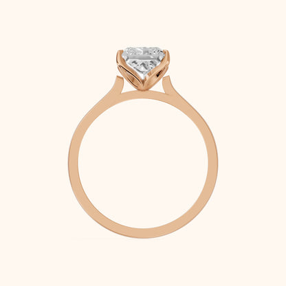 Isabella Bloom Solitaire Princess Diamond Engagement Ring in Rose Gold - FingerView