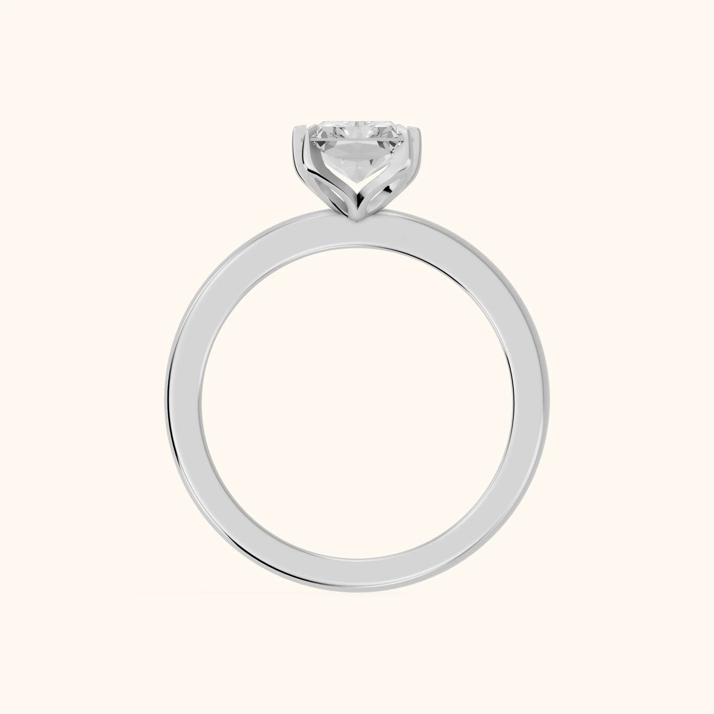 Serena Blossom Solitaire Radiant Diamond Engagement Ring in White Gold - FingerView
