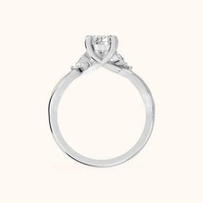 Luna Glow Twisted Oval Diamond Engagement Ring in White Gold - FingerView