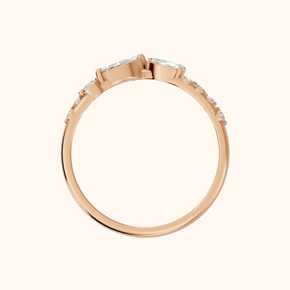 Sonia Curved Marquise & Round Diamond Wedding Band in Rose Gold - FingerView
