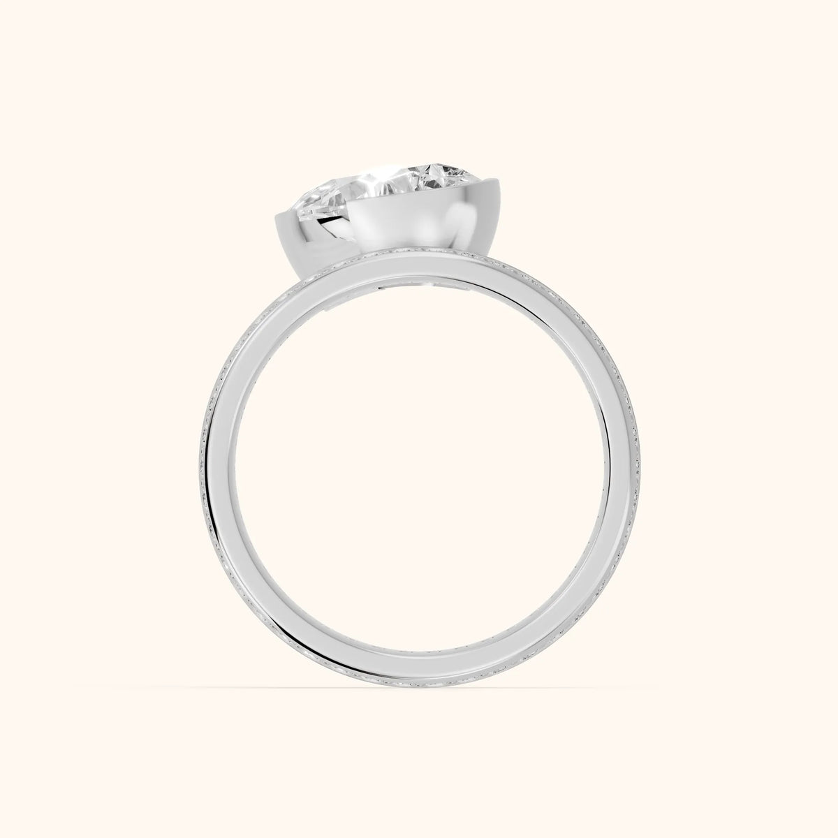Summer Partial Bezel Pavé Pear Diamond Engagement Ring in Silver - FingerView.webp