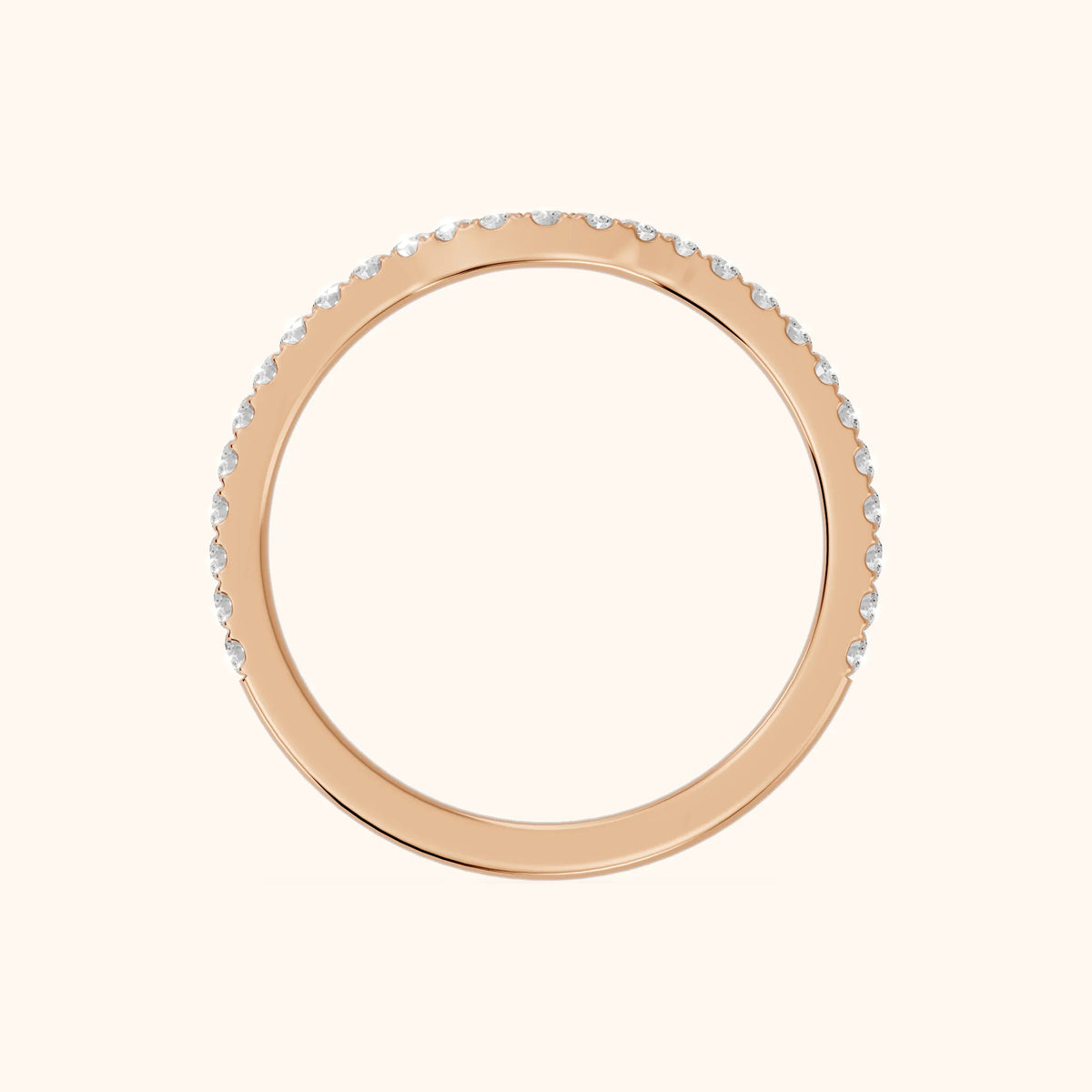 Helene Curved Round Diamond Half Eternity Band in Rose Gold - FingerView