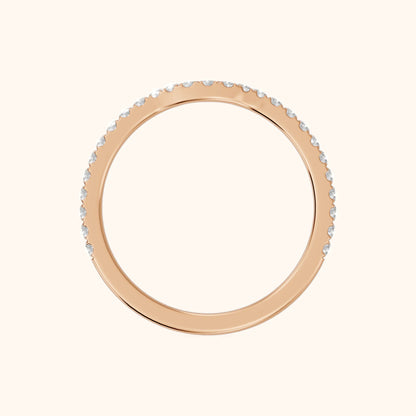Helene Curved Round Diamond Half Eternity Band in Rose Gold - FingerView
