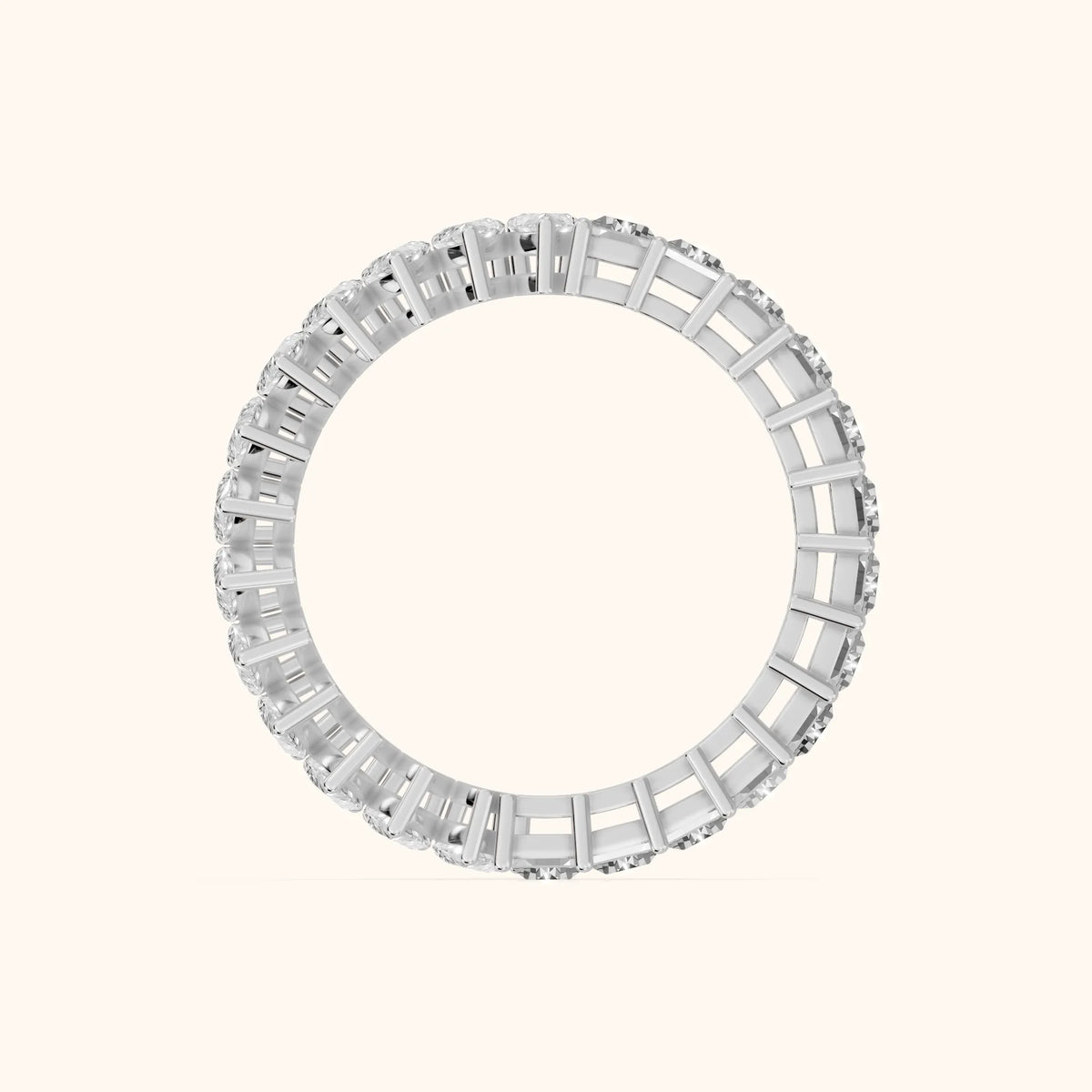 Nuria Shared Prong Pear & Baguette Diamond Eternity Band in Silver - FingerView
