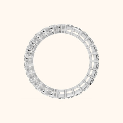 Nuria Shared Prong Pear & Baguette Diamond Eternity Band in White Gold - FingerView
