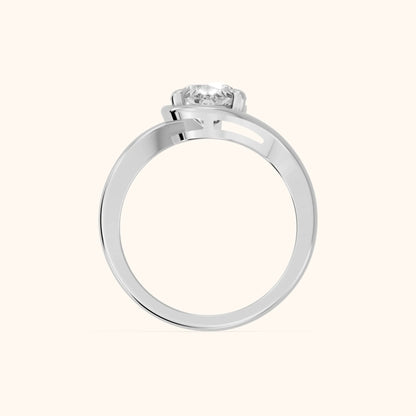 Margaux Bypass Solitaire Pear Diamond Engagement Ring in Silver - FingerView.webp