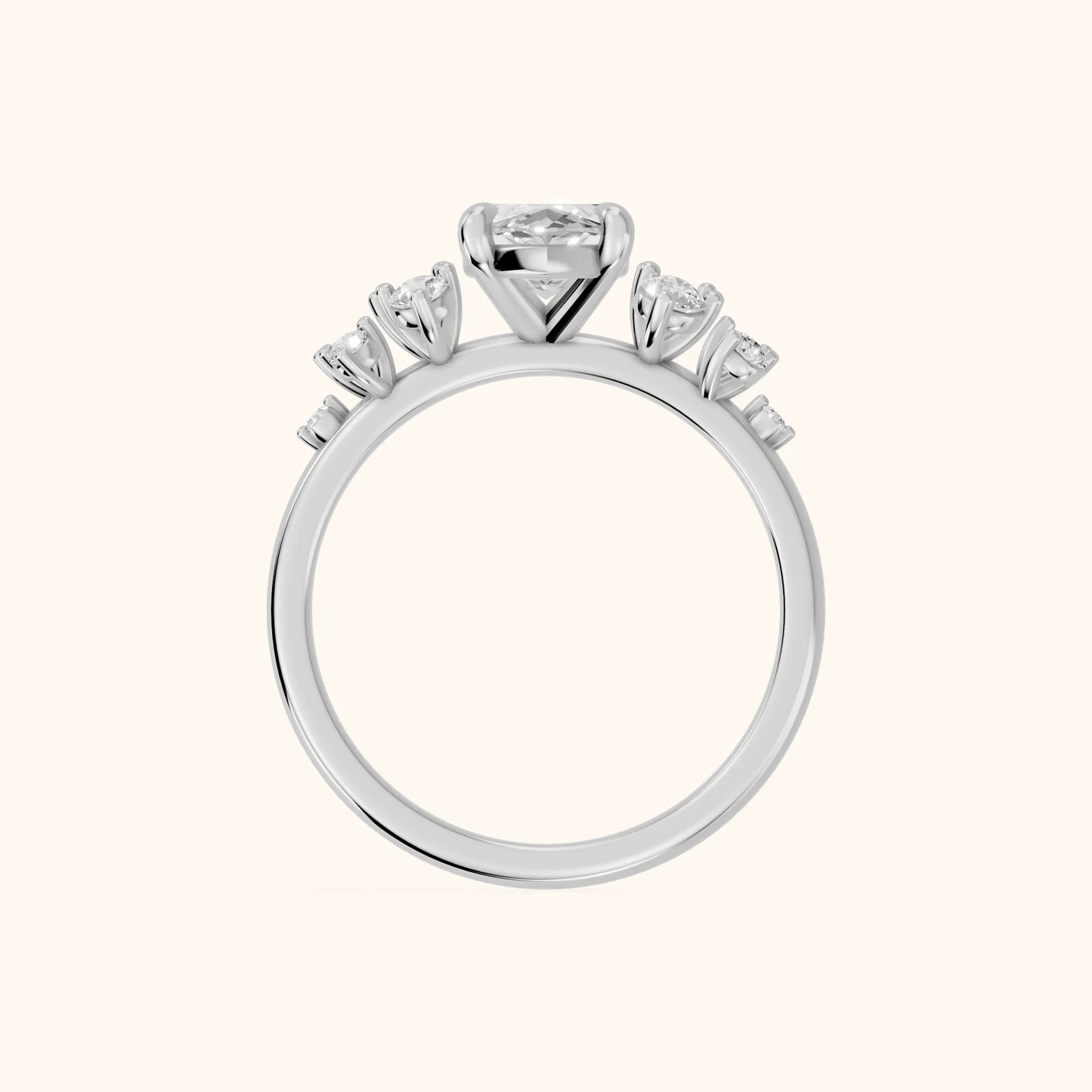 Evelina Bloom Marquise Diamond Engagement Ring in Silver - FingerView