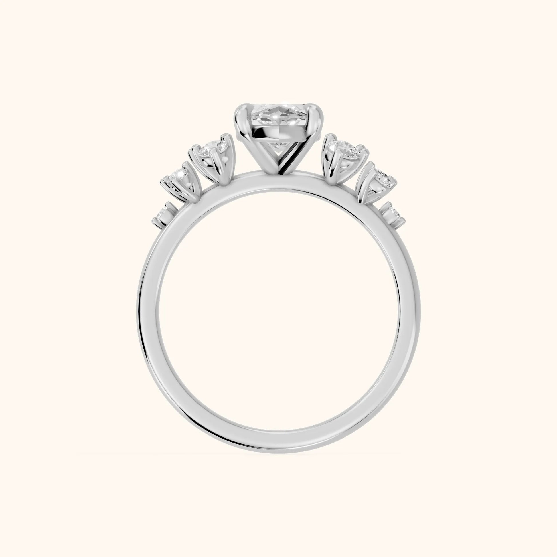 Evelina Bloom Marquise Diamond Engagement Ring in Silver - FingerView