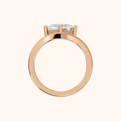Evelyn Chevron Solitaire Princess Diamond Engagement Ring in Rose Gold - FingerView