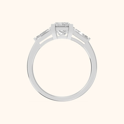 Winnie Three-Stone Princess Diamond Engagement Ring in Silver - FingerView.webp