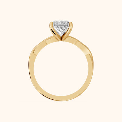 Iris Twist Princess Diamond Engagement Ring in Yellow Gold - FingerView