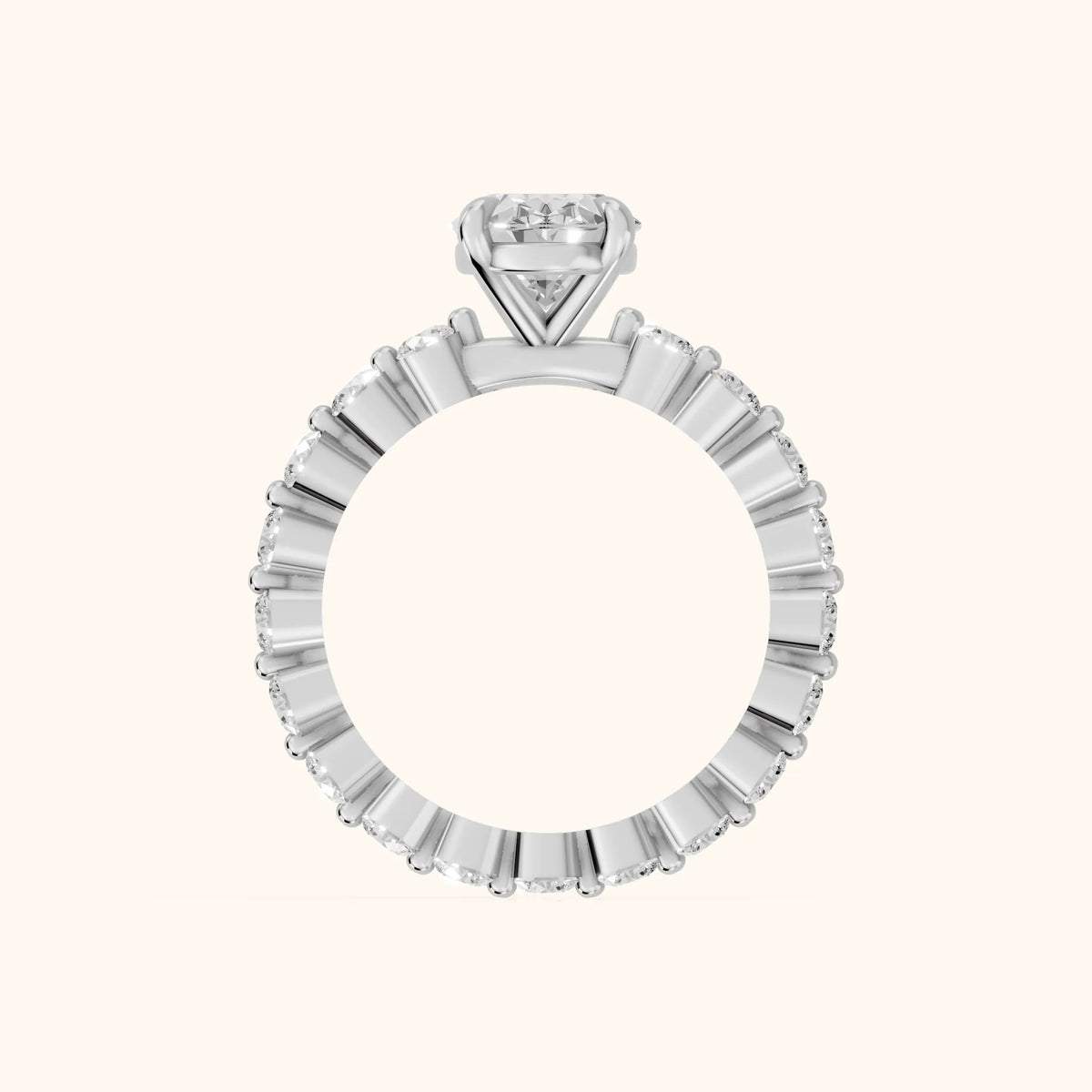 Piper Sidestone Oval Diamond Engagement Ring in White Gold - FingerView.webp