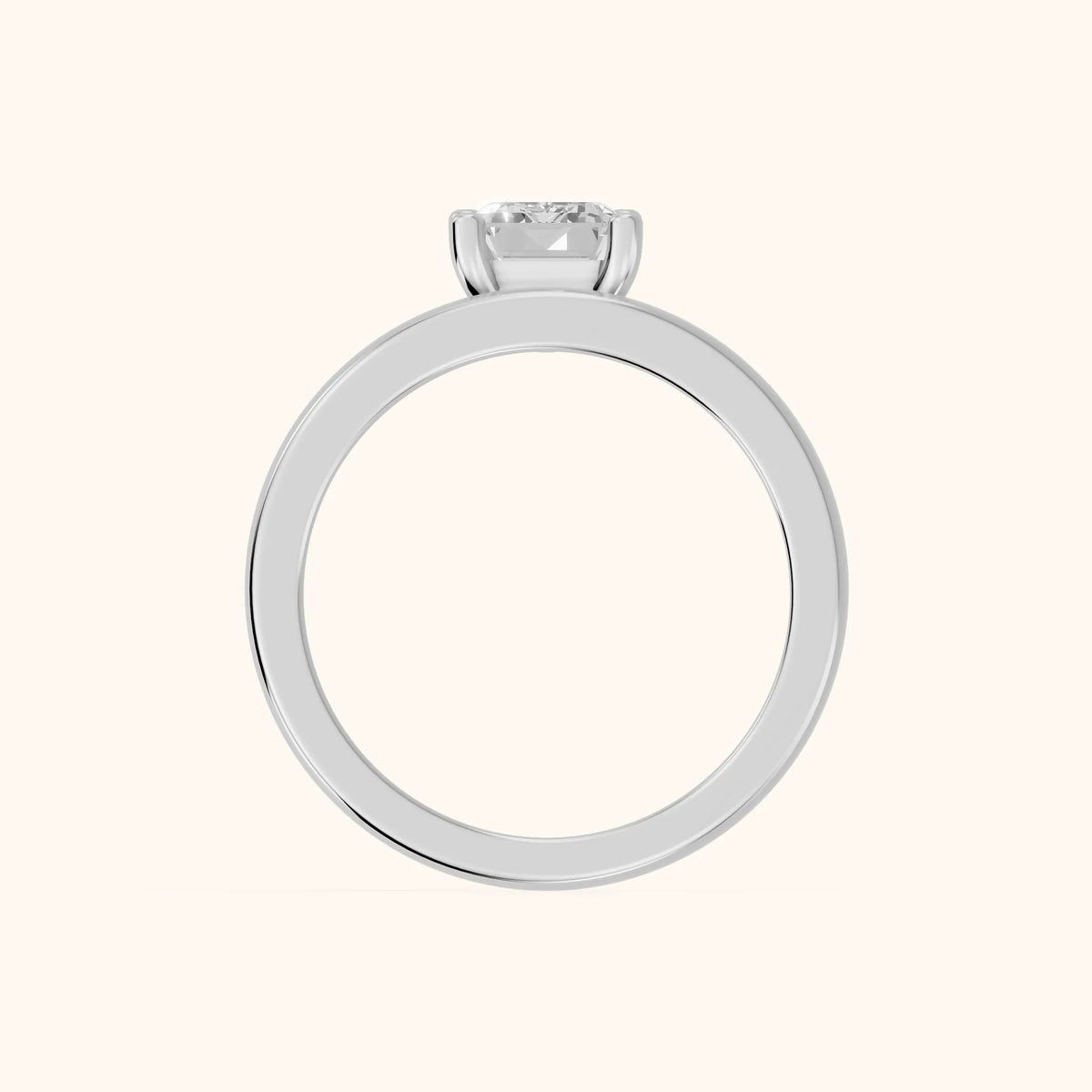 Maisie Four Prong Solitaire Emerald Diamond Engagement Ring in White Gold - FingerView.webp
