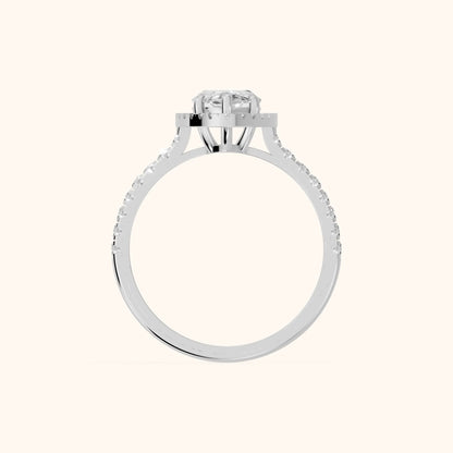 Mabel Halo French Pavé Marquise Diamond Engagement Ring in Platinum - FingerView.webp