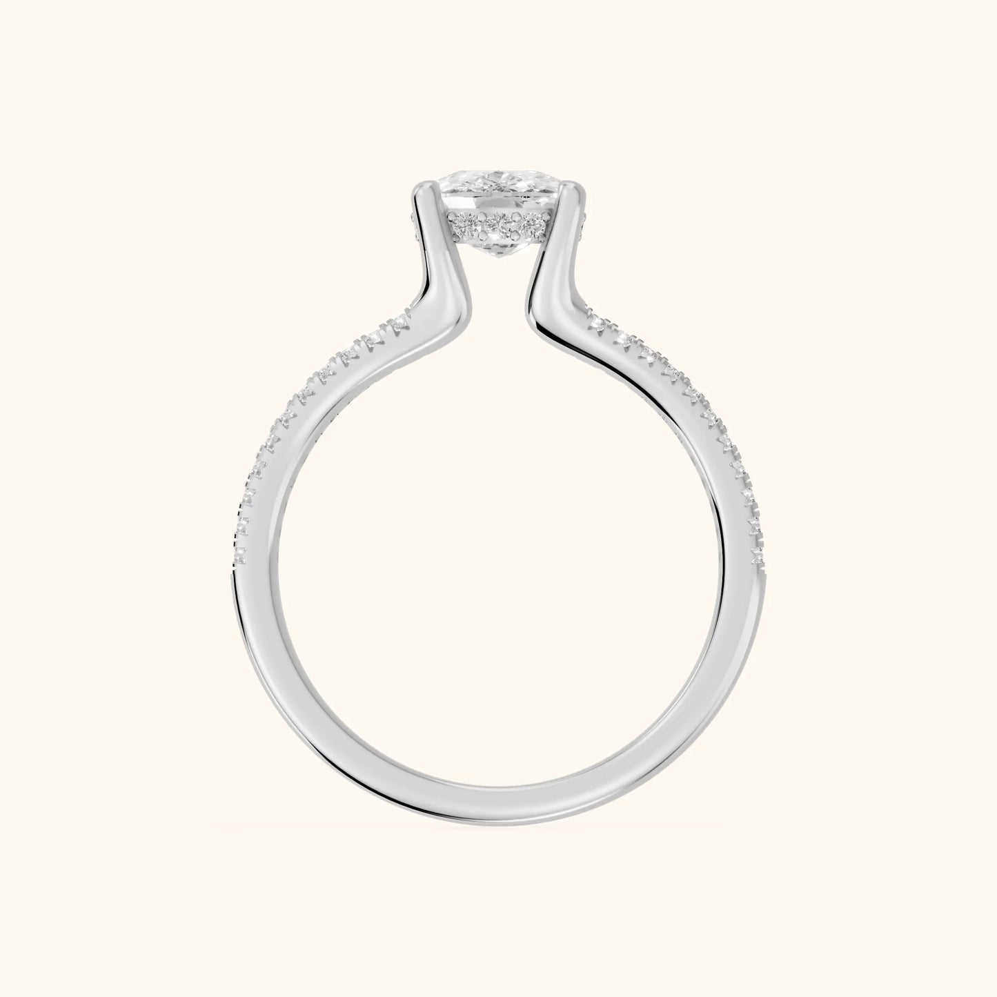 Eternal Embrace Solitaire Cushion Diamond Engagement Ring in White Gold - FingerView