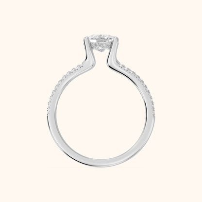 Eternal Embrace Solitaire Cushion Diamond Engagement Ring in White Gold - FingerView