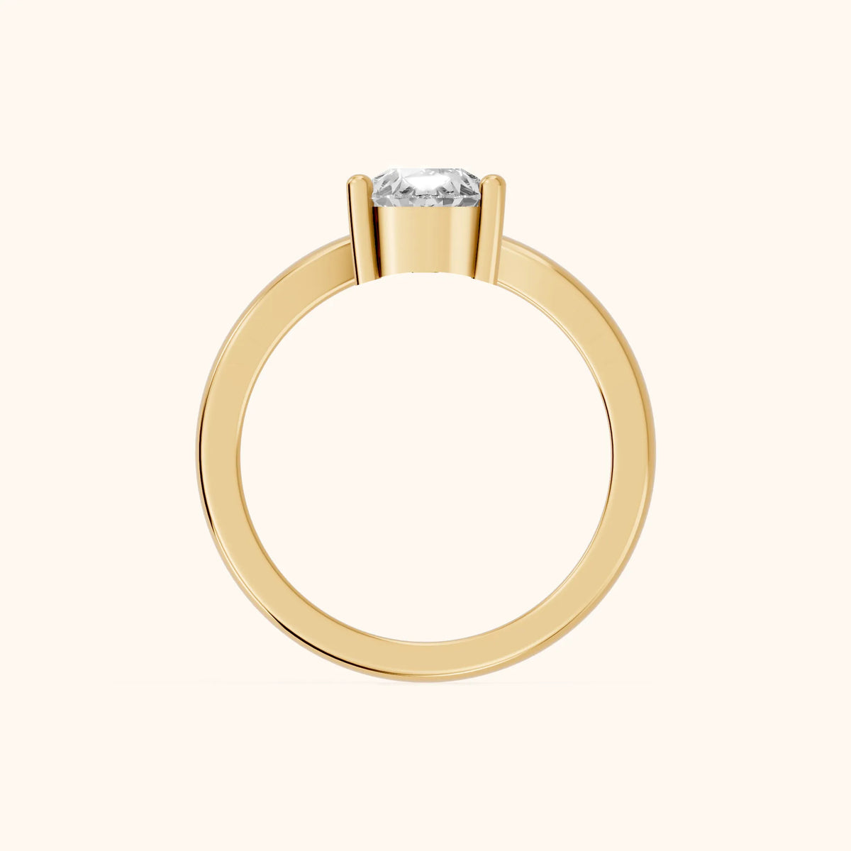 Evelyn Chevron Solitaire Pear Diamond Engagement Ring in Yellow Gold - FingerView