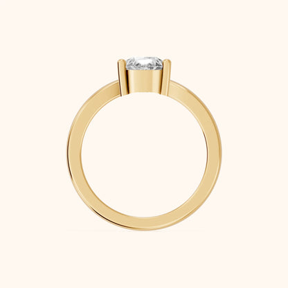 Evelyn Chevron Solitaire Pear Diamond Engagement Ring in Yellow Gold - FingerView