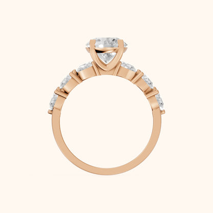 Iris Round Diamond Bridal Set in Rose Gold - FingerView