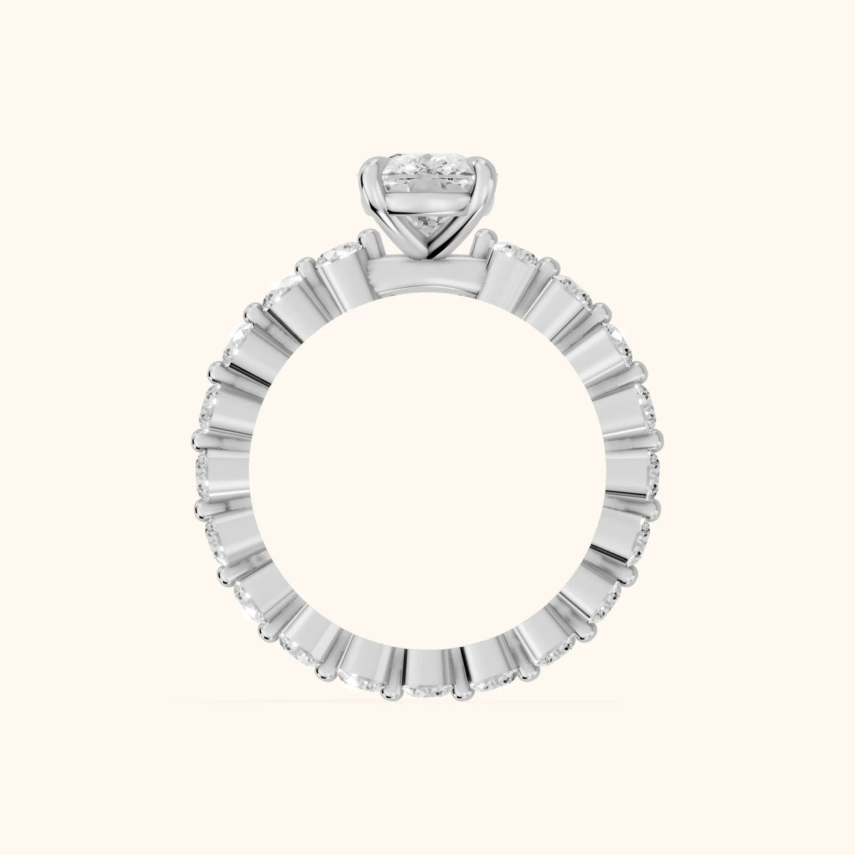 Piper Sidestone Cushion Diamond Engagement Ring in White Gold - FingerView.webp
