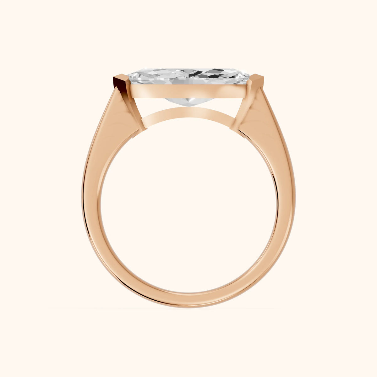 Magnolia East-West Marquise Diamond Engagement Ring in Rose Gold - FingerView.webp