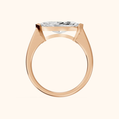 Magnolia East-West Marquise Diamond Engagement Ring in Rose Gold - FingerView.webp