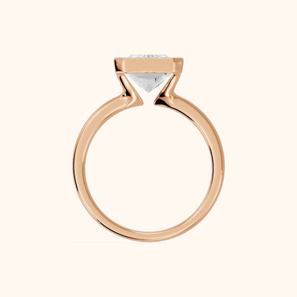 Winslow Partial Bezel Solitaire Radiant Diamond Engagement Ring in Rose Gold - FingerView.webp