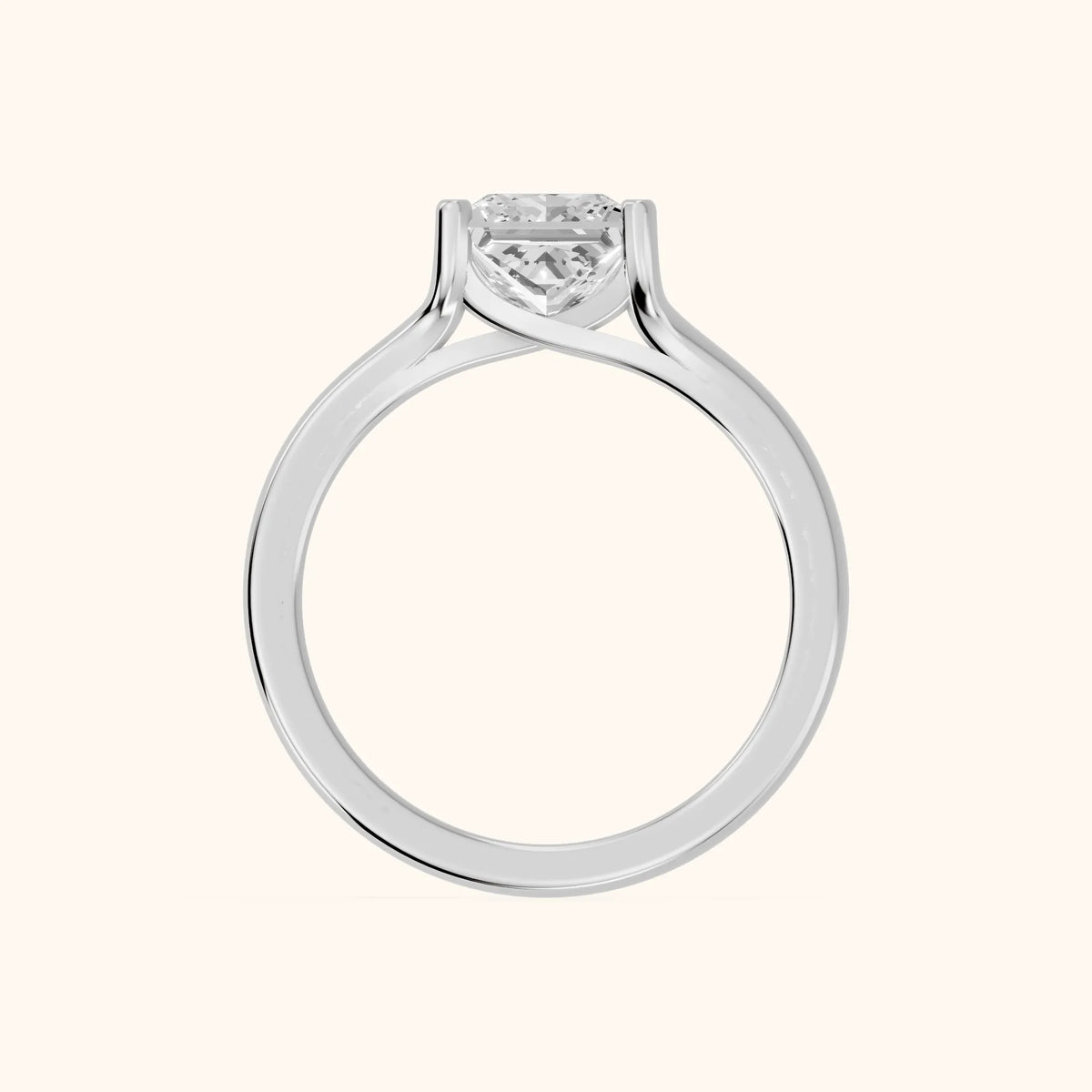 Nell Split Shank Solitaire Princess Diamond Engagement Ring in White Gold - FingerView.webp