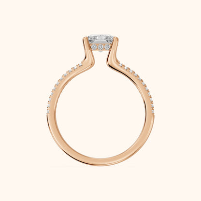 Eternal Embrace Solitaire Radiant Diamond Engagement Ring in Rose Gold - FingerView
