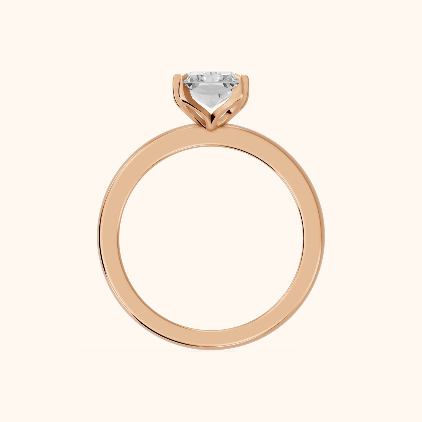 Serena Blossom Solitaire Radiant Diamond Engagement Ring in Rose Gold - FingerView