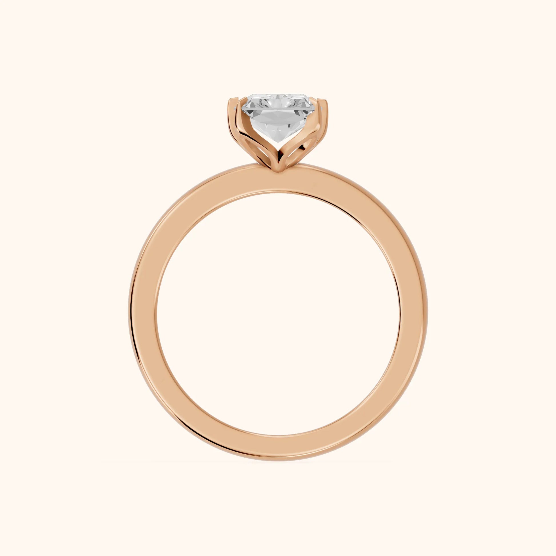 Serena Blossom Solitaire Radiant Diamond Engagement Ring in Rose Gold - FingerView