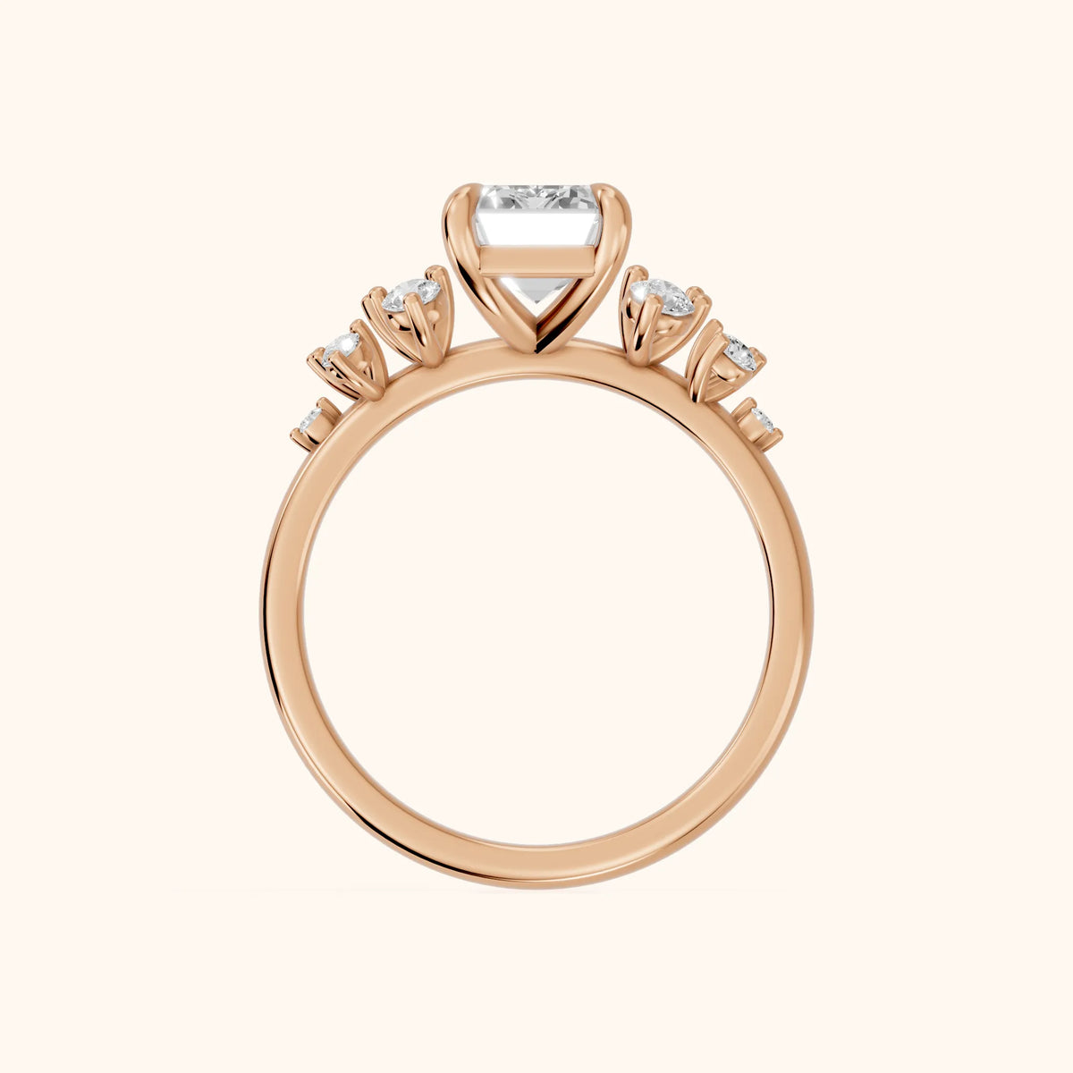 Mirabelle Cluster Emerald Diamond Engagement Ring in Rose Gold - FingerView.webp