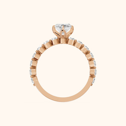 Eleanor Majesty Side Stone Marquise Diamond Engagement Ring in Rose Gold - FingerView